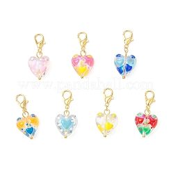 Handmade Glass Enamel Beads Heart Pendant Decorations&nbsp;HJEW-JM03591-01