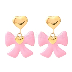 304 Stainless Steel Enamel Bowknot Stud Earrings&nbsp;EJEW-K268-81G