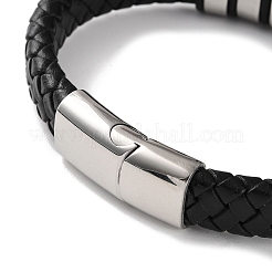 Men's Braided Black PU Leather Cord Bracelets&nbsp;BJEW-K243-23P