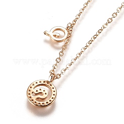 Brass Micro Pave Clear Cubic Zirconia Double Letter Pendant Necklaces&nbsp;NJEW-Z010-17