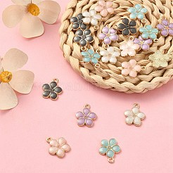 20Pcs 5 Colors Light Gold Plated Alloy Enamel Pendants&nbsp;ENAM-YW0002-93