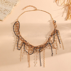 Aolly & Resin Multi-Layered Tassel Bib Necklaces for Women&nbsp;WG8E8DB-01