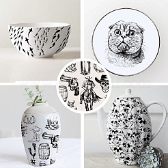 6Pcs 6 Styles Paper Ceramic Decals&nbsp;DIY-SD0002-07E