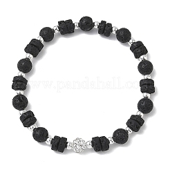 Natural Lava Rock & Non-magnetic Synthetic Hematite Beaded Stretch Bracelets for Women Men&nbsp;BJEW-JB13710