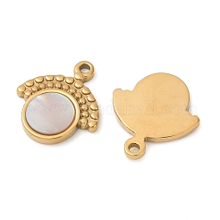 304 Stainless Steel Natural White Shell Pendants&nbsp;STAS-L288-03G-02