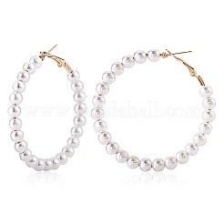 Shell Pearl Beaded Big Hoop Earrings&nbsp;JE989A