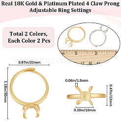 4Pcs 2 Colors Adjustable Brass Ring Components&nbsp;KK-BBC0012-94
