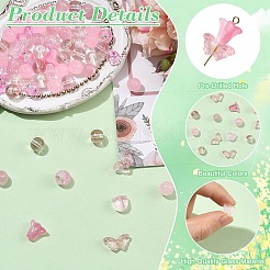 160Pcs 8 Styles Spray Painted Transparent Glass Beads&nbsp;GLAA-YW0005-91