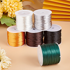 6 Rolls 6 Colors Nylon Satin Rattail Cords&nbsp;NWIR-PH0002-01A
