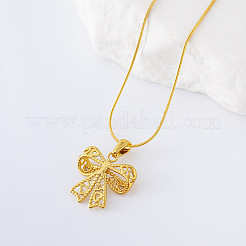 3Pcs Elegant Hollow Heart Bowknot Stainless Steel Pendant Necklaces for Women&nbsp;FQ7389