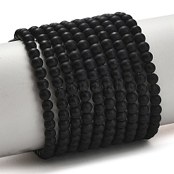Frosted Natural Black Agate(Dyed & Heated) Beads Strands&nbsp;G-C289-B04-4mm