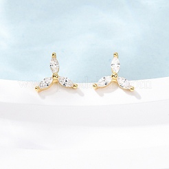 Windmill 925 Sterling Silver Micro Pave Clear Cubic Zirconia Stud Earrings&nbsp;EJEW-K317-13G