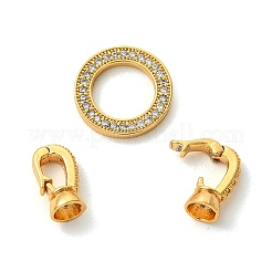 SHEGRACE Brass Micro Pave Clear Cubic Zirconi Fold Over Clasps&nbsp;XGRQ6B122-887G