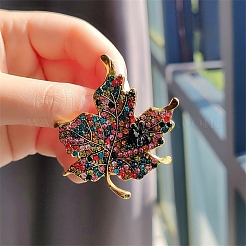 Maple Leaf Alloy Rhinestone Brooches&nbsp;PW-WG48F57-01