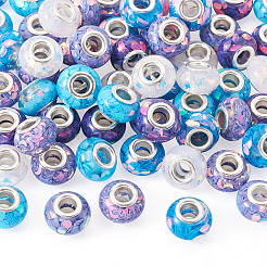 60Pcs 6 Colors Transparent Resin Rondelle European Beads&nbsp;RESI-TA0004-89
