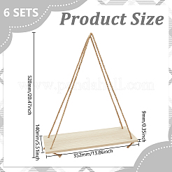 6 Bags Rectangle Wood Wall Hanging Storage Rack&nbsp;DIY-GO0003-13