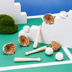 15Pcs 3 Style PU Leather & Theaceae Wood Baseball Exercise Pendants&nbsp;FIND-TA0001-65