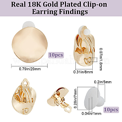 10Pcs Brass Twist Flat Round Clip-on Earring Findings&nbsp;KK-BBC0010-21G
