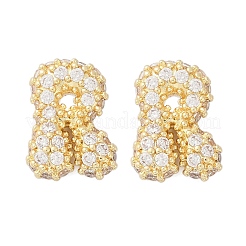 Brass Micro Pave Cubic Zirconia Stud Earrings&nbsp;EJEW-Z091-04G-R