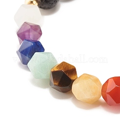 Natural Tiger Eye Round Beads Oil Diffuser Power Bracelet&nbsp;BJEW-JB07416