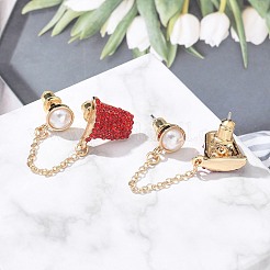 Brass Micro Pave Cubic Zirconia Stud Earrings&nbsp;EJEW-Z080-02G-02