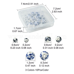 30Pcs 3 Styles Floral Printed Porcelain Beads&nbsp;PORC-FS0001-05