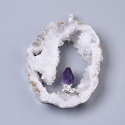 Natural Druzy Agate Big Pendants&nbsp;G-R458-05A