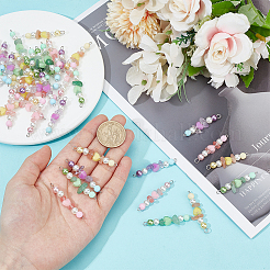 Natural Green Aventurine & Natural Sunstone & Natural Ametrine & Cherry Quartz Glass Chip & Acrylic Heart & Imitation Round Pearl Beaded Connector Charms&nbsp;PALLOY-GO00061