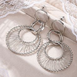 Alloy & Iron Dangle Stud Earrings&nbsp;LS-EJEW-M075-06P