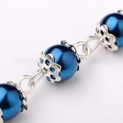Handmade Round Glass Pearl Beads Chains for Necklaces Bracelets Making&nbsp;AJEW-JB00056-08