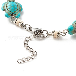 Heart & Tortoise Synthetic Turquoise Beaded Anklet&nbsp;AJEW-AN00459-02
