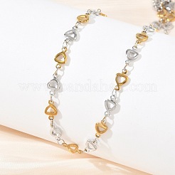 Two Tone 304 Stainless Steel Triangle Link Chain Necklaces for Women&nbsp;NJEW-G201-01GP