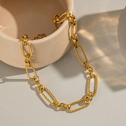 304 Stainless Steel Handcrafted Polished Oval Link Chain Necklaces for Women&nbsp;DS9508