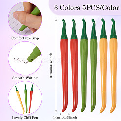 15Pcs 3 Colors Plastic Pepper Shape Gel Pen&nbsp;AJEW-TA0002-43