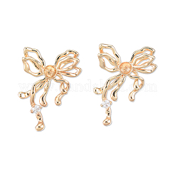 Brass Pave Clear Cubic Zirconia Stud Earring Findings&nbsp;KK-N232-438LG-A