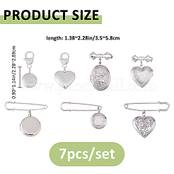 7Pcs 316 Stainless Steel Locket Pendant Brooches&nbsp;JEWB-FH00050