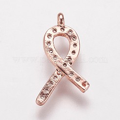 Brass Cubic Zirconia Pendants&nbsp;ZIRC-K070-18RG