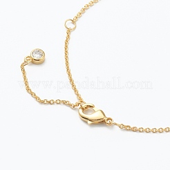 Brass Micro Pave Clear Cubic Zirconia Pendant Necklaces&nbsp;NJEW-E153-01R