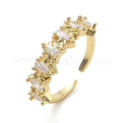 Brass Micro Pave Cubic Zirconia Cuff Open Rings&nbsp;RJEW-C163-02G