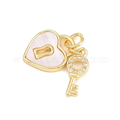 Valentine's Day Brass Micro Pave Clear Cubic Zirconia Pendants&nbsp;KK-H273-39G-03