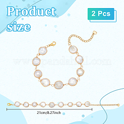 2Pcs Natural Keshi Pearl Link Bracelets for Women&nbsp;BJEW-UN00016