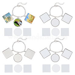 4Pcs Alloy Sublimation Blank Square & Flat Round Charms Bracelets&nbsp;BJEW-PH01797
