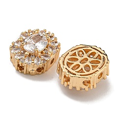 Oval Brass Micro Pave Cubic Zirconia Beads&nbsp;KK-U037-04G-01
