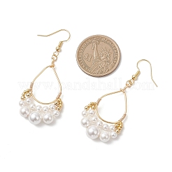 Copper Wired Shell Pearl & Pearl Dangle Earrings&nbsp;EJEW-JE06902
