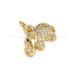 Brass Micro Pave Cubic Zirconia Elephant Charms&nbsp;KK-D409-41G-D