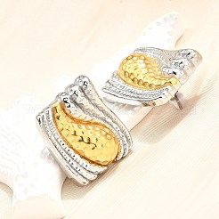 304 Stainless Steel Two-tone Stud Earrings for Women&nbsp;EJEW-R023-01GP-02