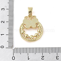 Brass Micro Pave Clear Cubic Zirconia Pendants&nbsp;KK-Q813-10G