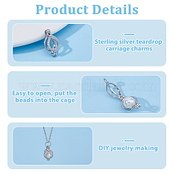 1Pc Rhodium Plated Sterling Silver Bead Cage Pendants&nbsp;STER-HS0001-18