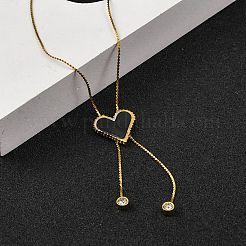PVD Vacuum Plating 304 Stainless Steel Enamel Heart Pendant Necklaces&nbsp;NJEW-C063-03G