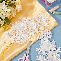 2 Pairs Polyester with Rhinestone Iron on/Sew On Patches&nbsp;DIY-GF0013-17B